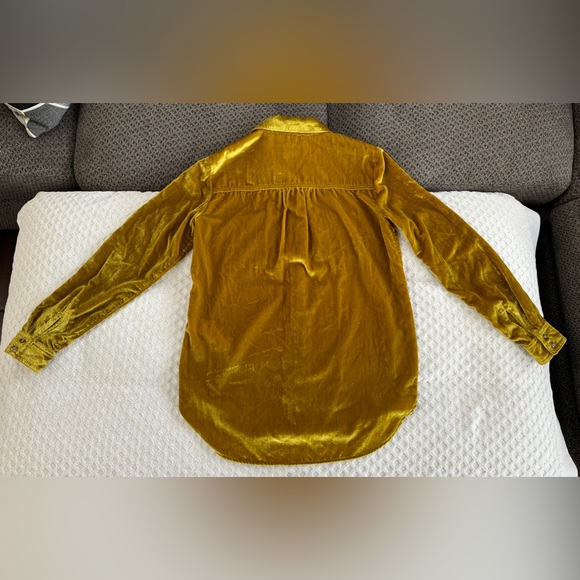 Anthropologie Maeve Karina Velvet Button Down Shirt in Gold Size 0 OB1057701 - Picture 10 of 16